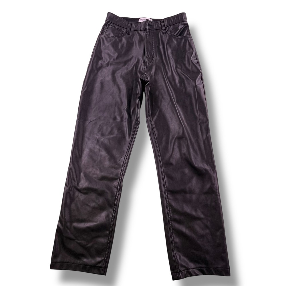 Abercrombie & Fitch Curve Love 90s Straight Ultra High Rise Faux Leather Pants 8